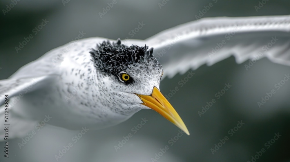 Poster closeup of a terns yellow eye fixated on a single target as it swiftly descends towards the oceans s