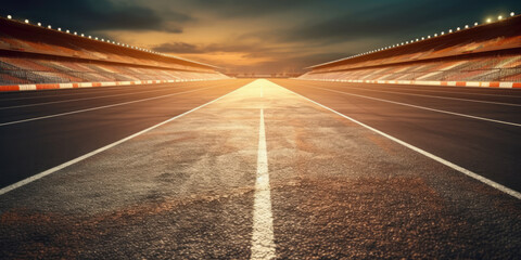 Obraz premium asphalt race track with line. empty road background