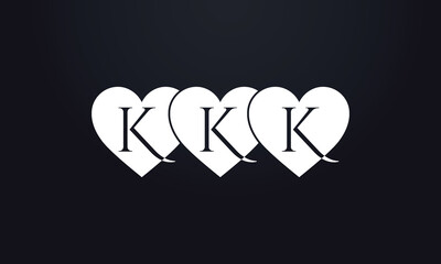 Triple Hearts shape KKK. Red heart sign letters. Valentine icon and love symbol. Romance love with heart sign and letters. Gift red love