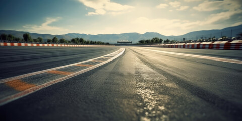 asphalt  race track with line. empty road background - obrazy, fototapety, plakaty