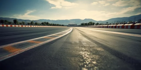Fototapete F1 asphalt  race track with line. empty road background