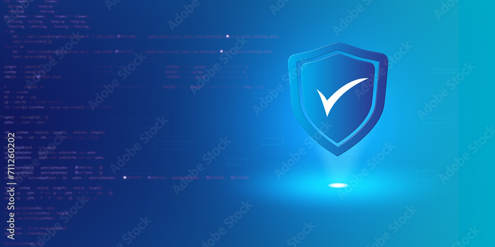 Aufkleber futuristic blue shield ethics and security abstract technology background. artificial intelligence d