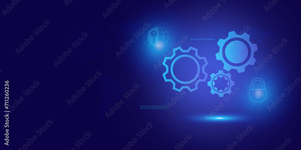 Aufkleber futuristic blue shield ethics and security abstract technology background. artificial intelligence d