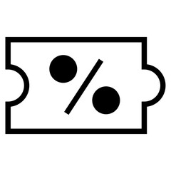 Discount coupon icon. Black  signs of ticket with percent sign. Money-saving shopping concept vector illustration