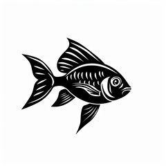 Fototapeta premium minimalistic fish symbol in black and white - isolated logo template on white background