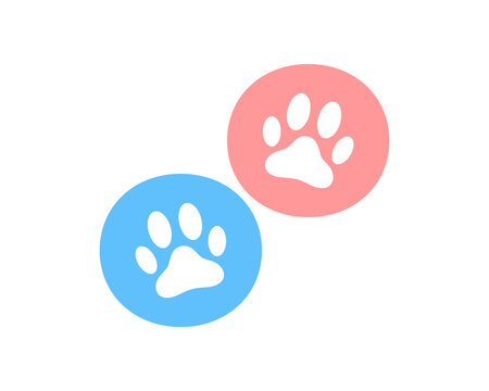 Two pet paws inside the blue and pink circle logo