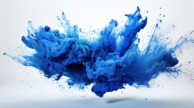 A Blue Powder Explosion On A White Background,Sky Blue Powder Explosion 