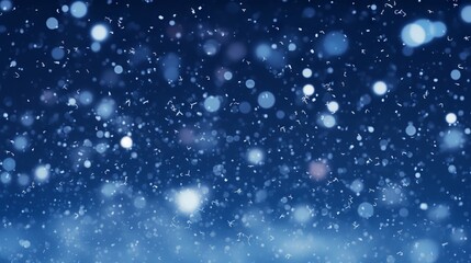 Obraz na płótnie Canvas Snowy winter scene with sparkling bokeh effect on blue background