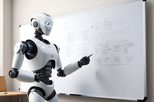 A modern robot helps in studying in the modern world