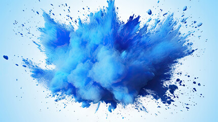 a blue powder explosion on a white background,Sky Blue powder explosion - obrazy, fototapety, plakaty