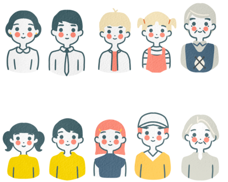 Illustration Family Family Character from Grandfather to Grandchilds