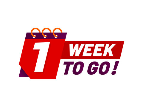 One week to go, last time offer icon, countdown sale banner. Last time chance or hurry up discount promo vector badge with red spiral calendar. Discount offer special period timer, final price deal