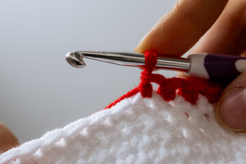 Crochet. Close-up of hands. Knitting, Hand made