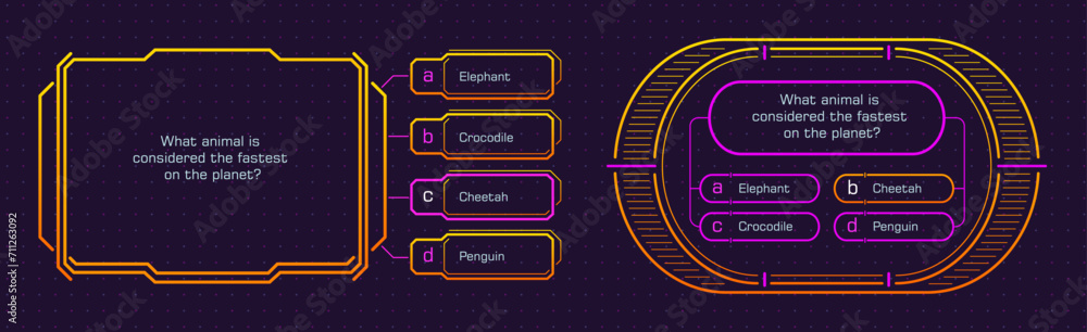 Wall mural quiz game template, contest question and answer option frames, vector layout. trivia tv show or inte