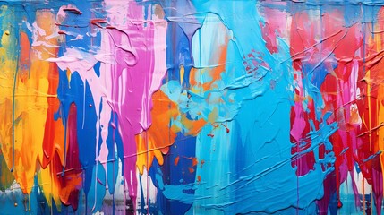 Abstract graffiti art on a weathered wall with vibrant colors and textures