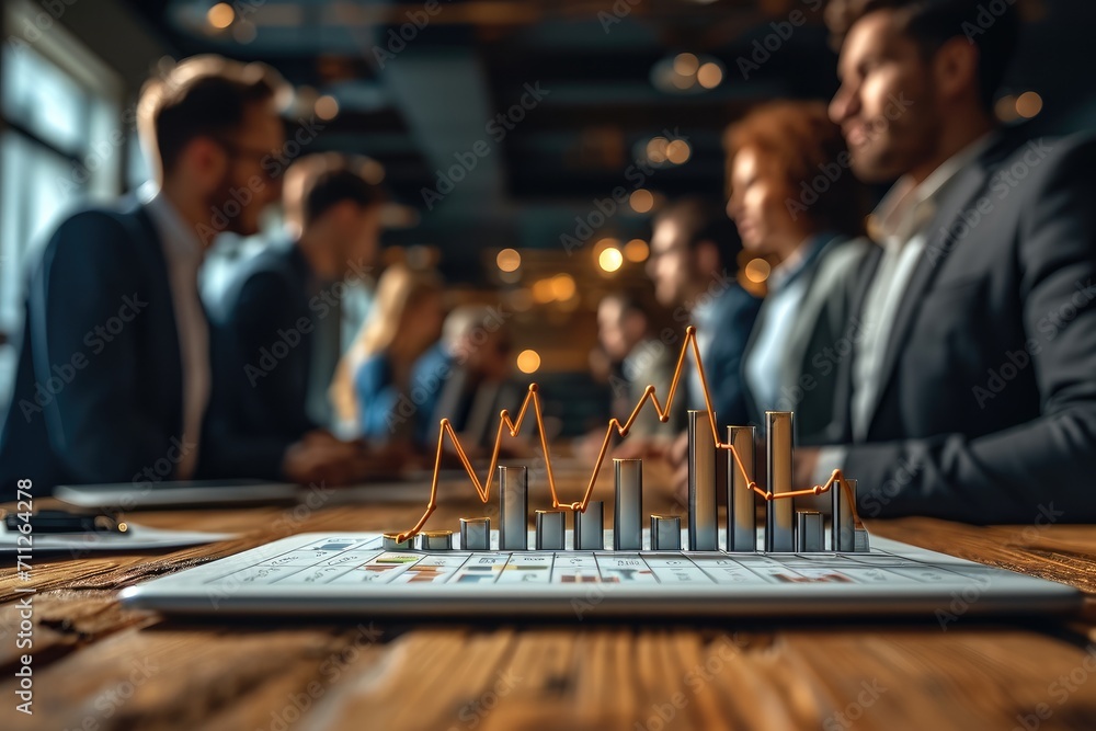 Aufkleber a business team and business growth graph. generative ai.