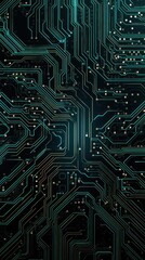 Close Up of Computer Circuit Board, Electronic Circuits, Binary Code, and Digital Background