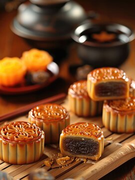 Chinese traditional Moon cakes at mid autumn festival.