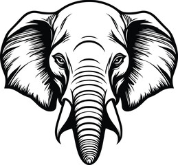 Elephant Head Icon Vector Art illustrator Design