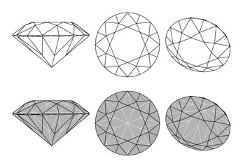 Set of isolated diamond illustrations - obrazy, fototapety, plakaty