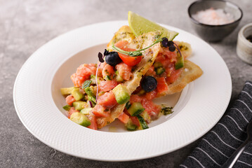 salad with salmon and avocado