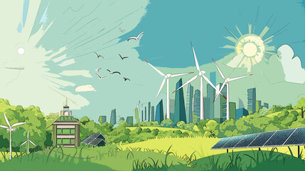 business lifestyle concept with an emphasis on renewable energy - obrazy, fototapety, plakaty
