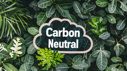 Net zero and carbon neutral concept. Net Zero text in bubbles with forest. for net zero greenhouse gas emissions target Climate neutral long term strategy on a green background. Carbon Neutrality - obrazy, fototapety, plakaty