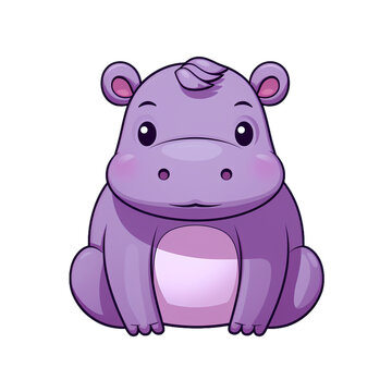 Hippo Cute Animal Kawaii Illustration