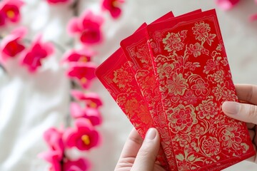 A person holding a Red Envelope for Chinese New Year