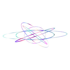 An abstract cut out transparent iridescent oval gradient shape futuristic pattern design element.