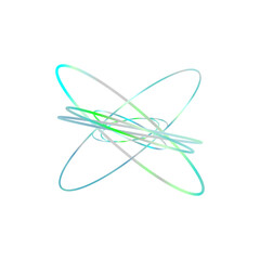 An abstract cut out transparent iridescent oval gradient shape futuristic pattern design element.