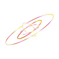 An abstract cut out transparent iridescent oval gradient shape futuristic pattern design element.