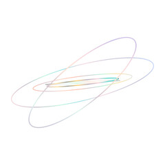 An abstract cut out transparent iridescent oval gradient shape futuristic pattern design element.