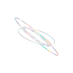 An abstract cut out transparent iridescent oval gradient shape futuristic pattern design element.