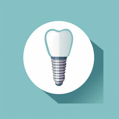 Dental implant tooth icon. AI illustration. Flat style