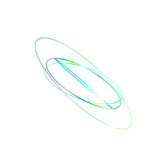 An abstract cut out transparent iridescent oval gradient shape futuristic pattern design element.