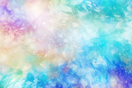 A visually striking image featuring an array of diverse and vivid colors spanning across a vibrant background, Crystal-clear glitter glistening on a watercolor background, AI Generated