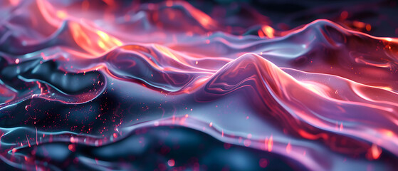 Vibrant hues dance in an otherworldly display, as fiery fractals ignite a hypnotic fusion of purple and pink liquid