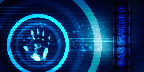 2d Illustration Fingerprint Scanning Technology Concept 