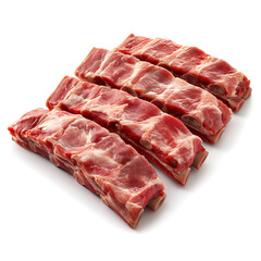 raw beef ribs isolated on white
