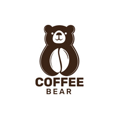 Bear and Coffee Beans Logo Design. Bear Carrying Coffee Beans Logo Design. vector eps