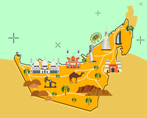 Abstract illustration of United Arab Emirates map flat design.