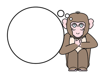 サルの発想。妄想する猿のイラスト。