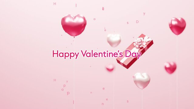 「Happy Valentine's Day」のモーションタイトル / バレンタインギフトのコンセプトイメージ / 3Dレンダリング