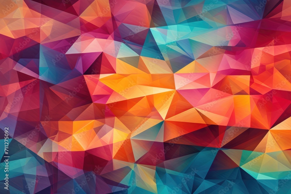 Poster an eye-catching abstract background featuring a vibrant array of triangles arranged in a dynamic com