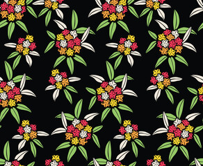 Japanese Star Flower Bouquet Vector Seamless Pattern
