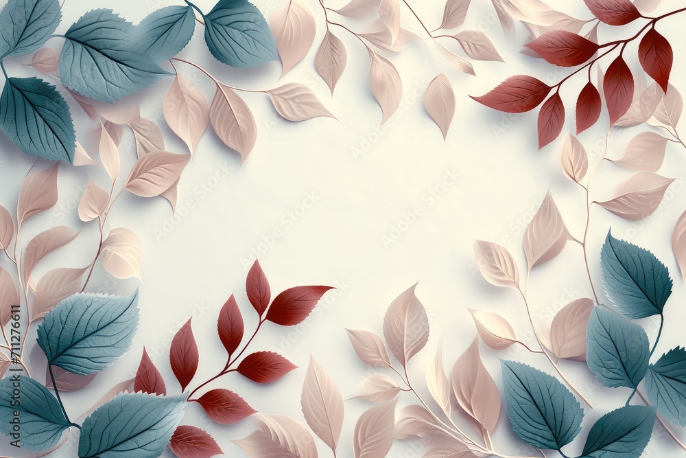 Aufkleber greeting card with decorative elements in the form of leaves. generative ai.