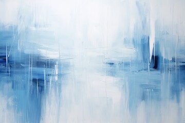 This image showcases an abstract painting in blue and white, featuring vibrant and harmonious colors, Expression of melancholy through blue and grey abstract streaks, AI Generated