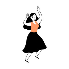 vector pose of happy person in orange shirt illustration