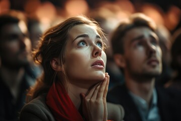 Emotional spectators in the stands during a boxing match. Generative AI.